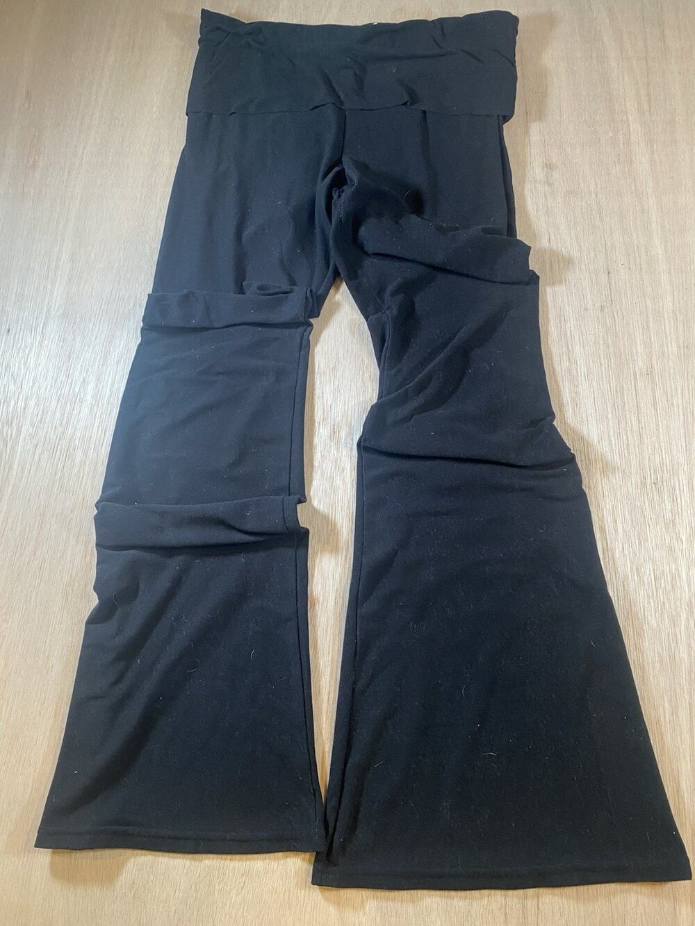 No Boundaries Women’s Flare Yoga Leggings Fold Over Waist Mid Rise Black Size M